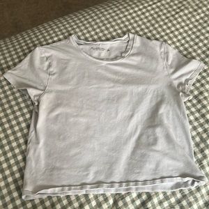 ABERCROMBIE Essentials Cropped White Shirt (Size: Large)